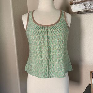 Missoni Womens Geometric Knit Wool Blend Sleeveless Tank Top Green Tan